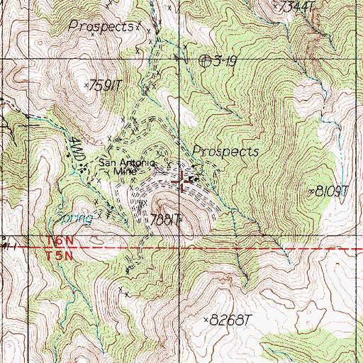 Topographic Map of Cimarron Mine, NV