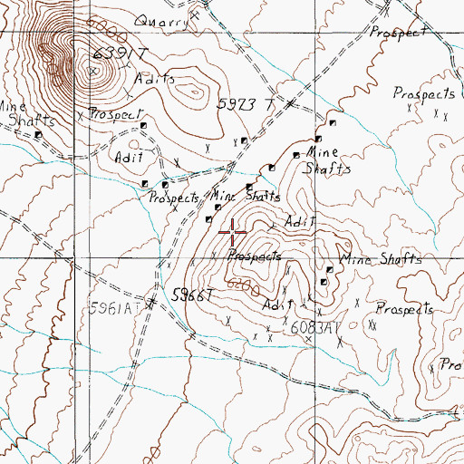 Topographic Map of Golden Arrow Mining District, NV