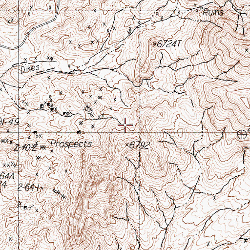Topographic Map of San Antone Mining District, NV