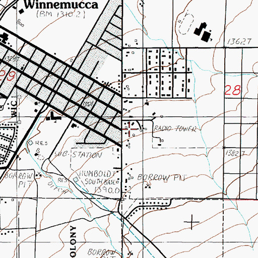 Topographic Map of KWNA Radio Tower, NV