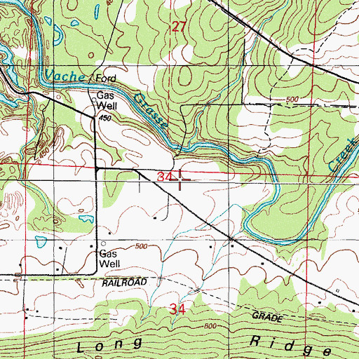 Topographic Map of KVOG-AM (Greenwood), AR