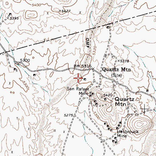 Topographic Map of Calico Shaft, NV