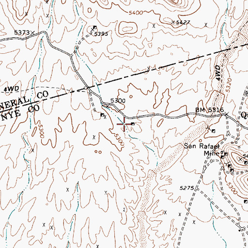 Topographic Map of Exchequer Mine, NV