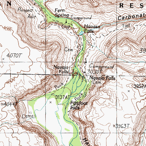 Topographic Map of Navajo Falls, AZ