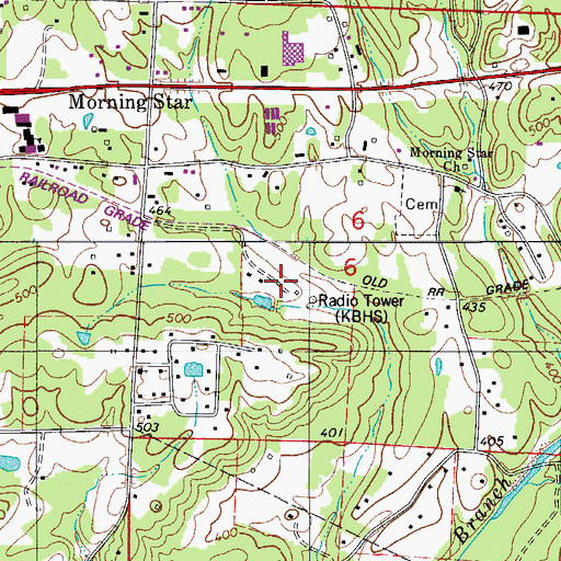 Topographic Map of KBHS-AM (Hot Springs), AR