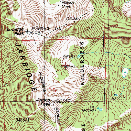 Topographic Map of Rabbit Foot Mine, NV