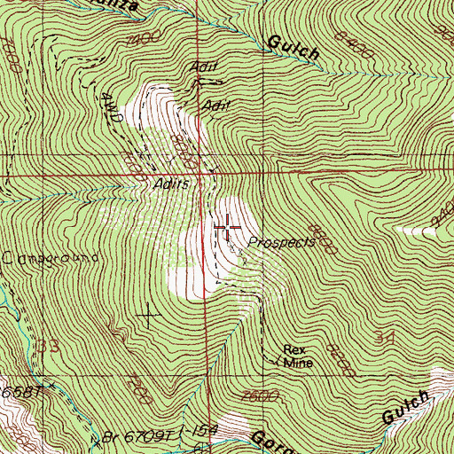 Topographic Map of Pick and Shovel Mine, NV