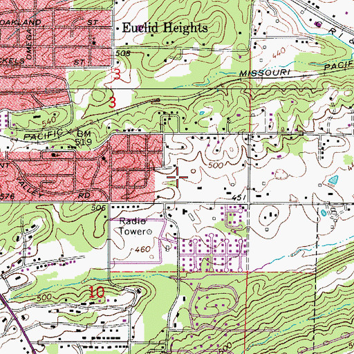 Topographic Map of KZNG-AM (Hot Springs), AR