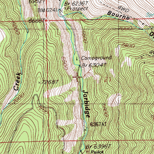 Topographic Map of Rainbow American Mines, NV