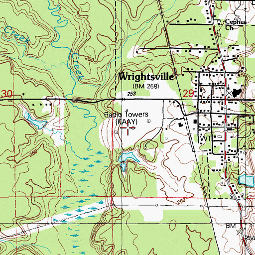 Topographic Map of KAAY-AM (Little Rock), AR