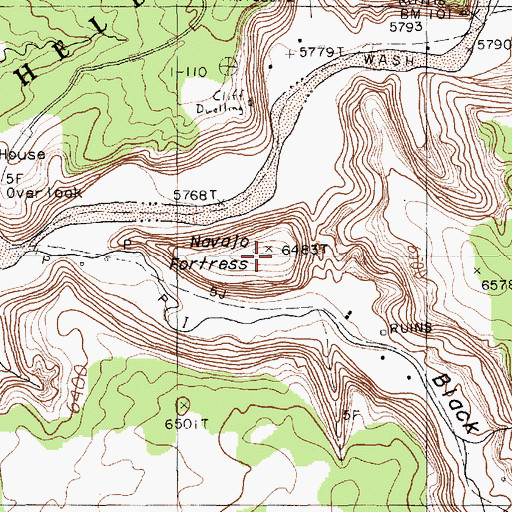 Topographic Map of Navajo Fortress, AZ