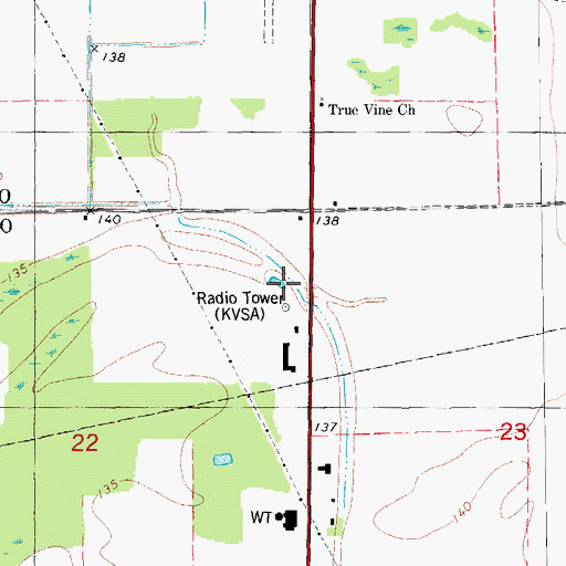 Topographic Map of KVSA-AM (McGehee), AR