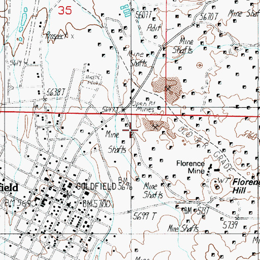 Topographic Map of Combination Mill (historical), NV