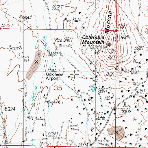 Topographic Map of Nevada Goldfield Reduction Company Mill (historical), NV