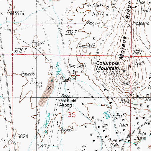 Topographic Map of Columbia Sampling and Ore Company Mill (historical), NV