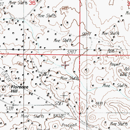 Topographic Map of Florence Mill (historical), NV