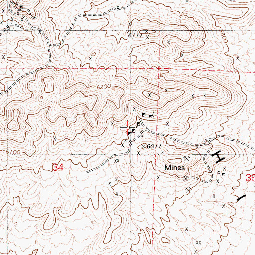 Topographic Map of Royston Mines, NV