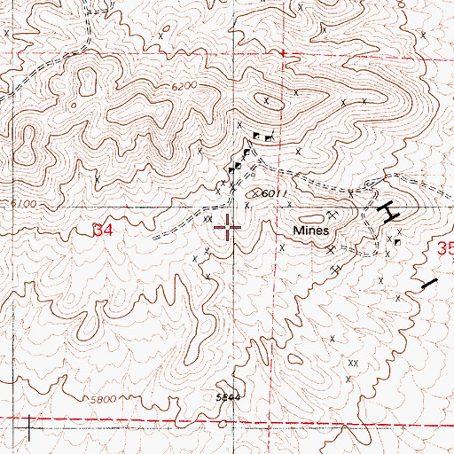 Topographic Map of Campbell and Kelly Shaft, NV