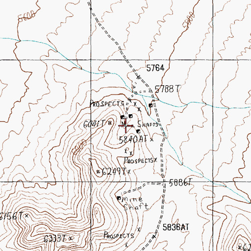 Topographic Map of Black Hawk Mercury Mine, NV