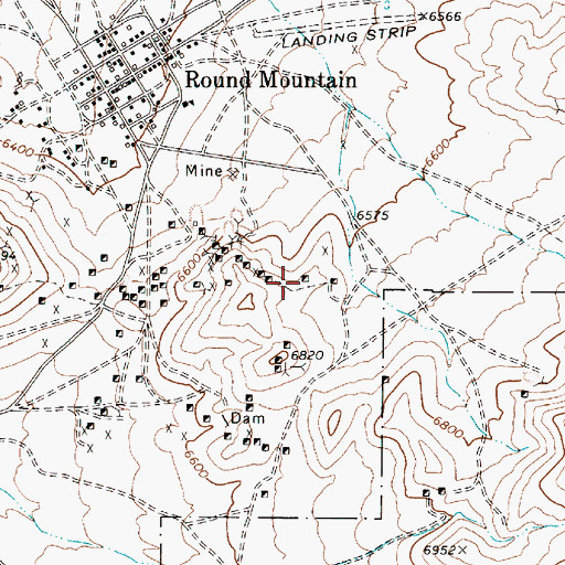 Topographic Map of Shamrock Mine, NV