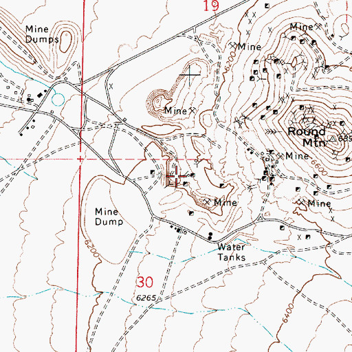 Topographic Map of Gordon Shaft, NV