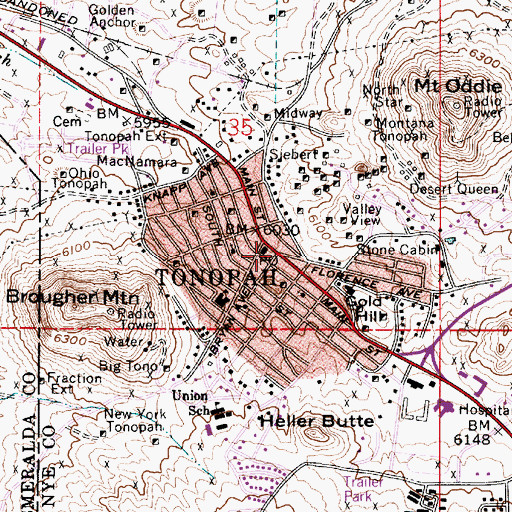 Topographic Map of Valley View Mine, NV