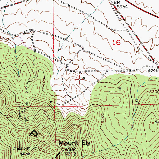 Topographic Map of Pioche Gold Crown Mine, NV