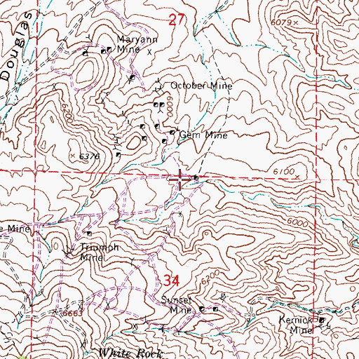 Topographic Map of Roosevelt Mine, NV