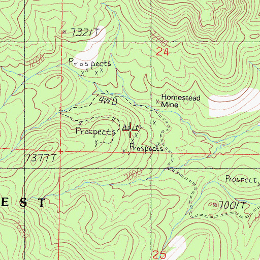 Topographic Map of Hefler Tungsten Mine, NV