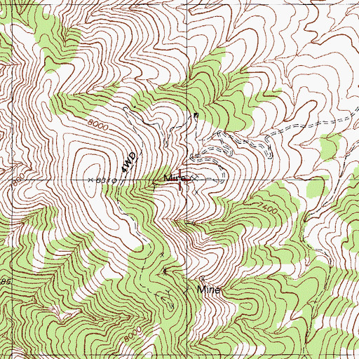 Topographic Map of Iron Butte Mine, NV