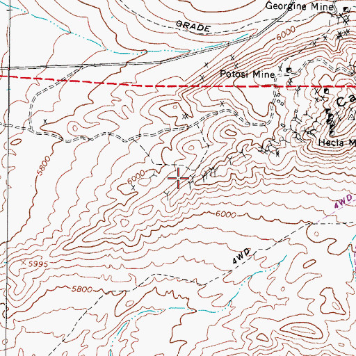 Topographic Map of New Potosi Mine, NV