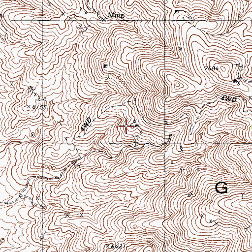Topographic Map of Copper Queen Mine, NV
