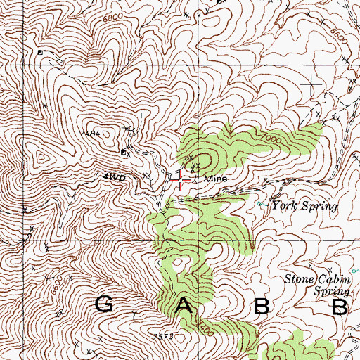 Topographic Map of York Mine, NV