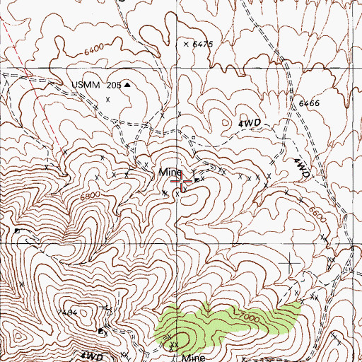 Topographic Map of Giroux Mine, NV