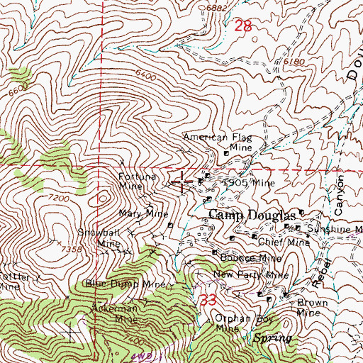 Topographic Map of Hardluck Mine, NV