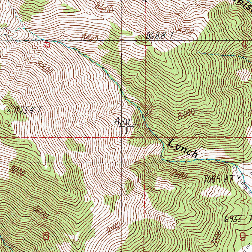 Topographic Map of Lynch Creek Mine, NV