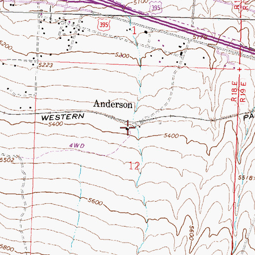 Topographic Map of Trail Ranch, NV