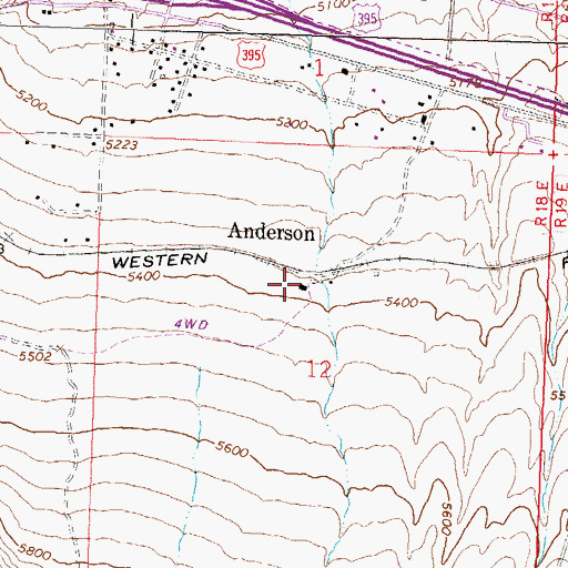 Topographic Map of Ferretto Ranch, NV