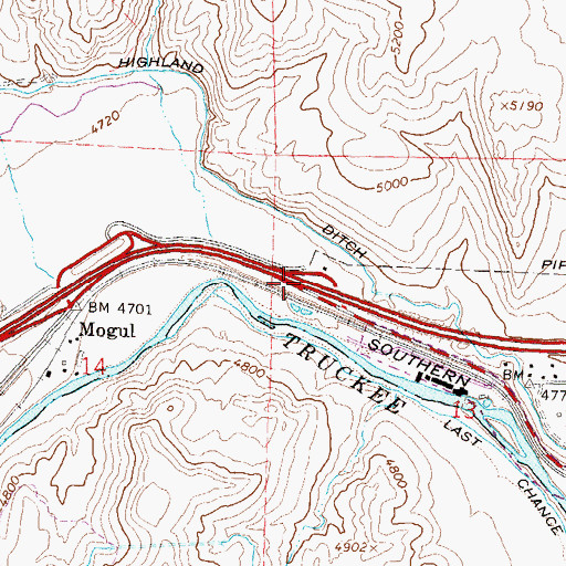 Topographic Map of Lawton Interchange, NV