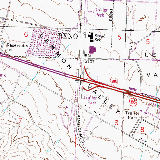 Topographic Map of Stead Interchange, NV