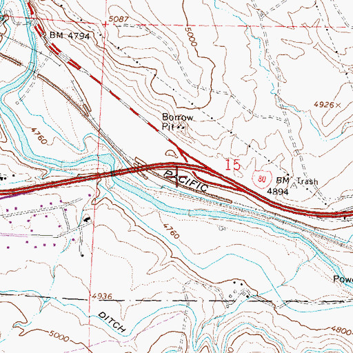 Topographic Map of East Verdi Interchange, NV