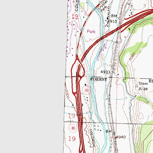Topographic Map of West Verdi Interchange, NV