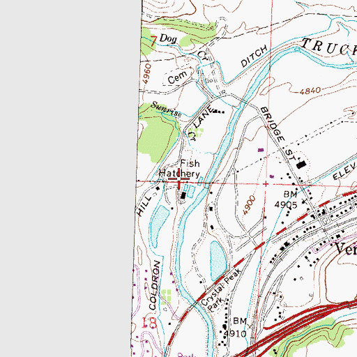 Topographic Map of Verdi Fish Hatchery, NV