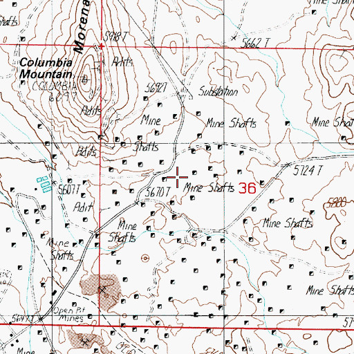 Topographic Map of Merger Mine, NV