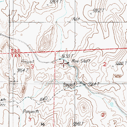 Topographic Map of Gaillac Mine, NV