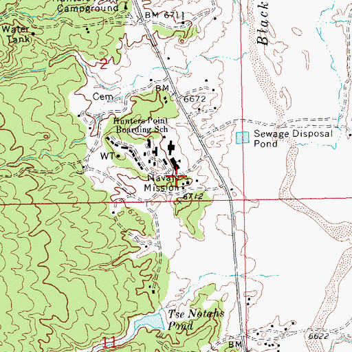 Topographic Map of Navajo Mission, AZ