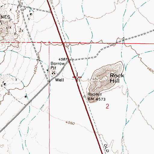 Topographic Map of Rock Hill Mining District, NV