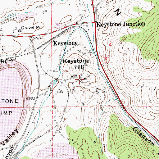 Topographic Map of Keystone Mine, NV