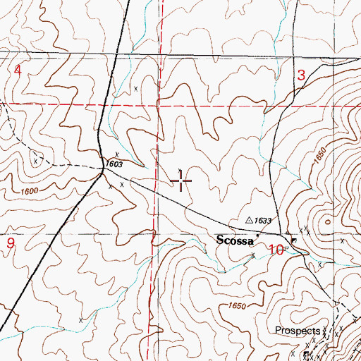 Topographic Map of Scossa Mining District, NV
