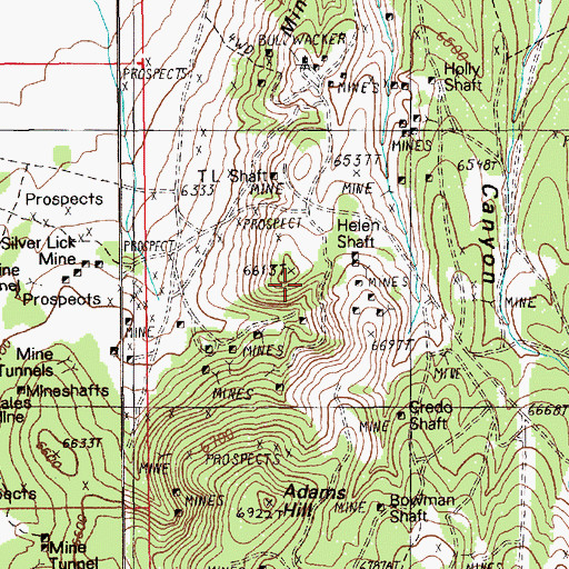 Topographic Map of Jackson Mine, NV